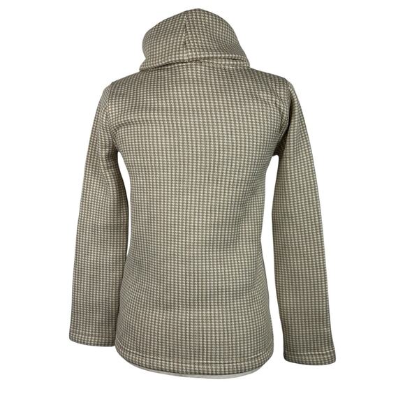 J. Crew Top Women XXS Houndstooth Beige Long Sleeve Funnelneck Pullover Preppy - Picture 4 of 14
